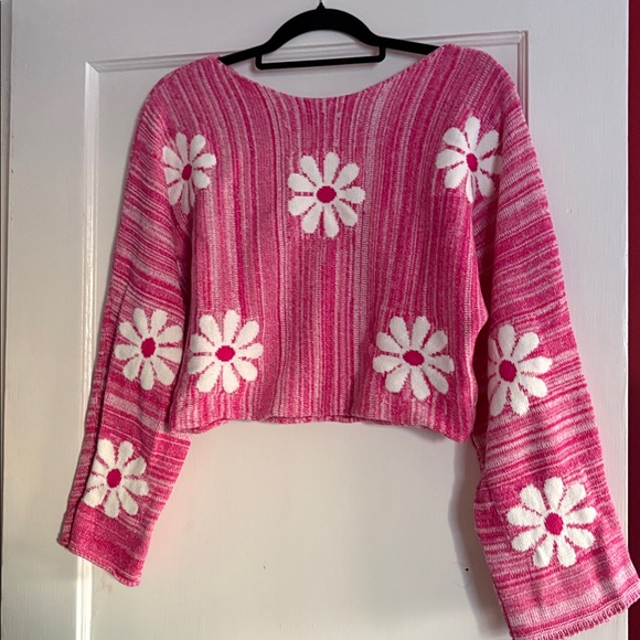 Altar'd State Pink and White Floral Sweater - Picture 2 of 6